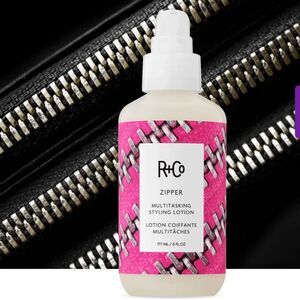 R+Co Zipper Styling Lotion - Vibrant Pink and Cream